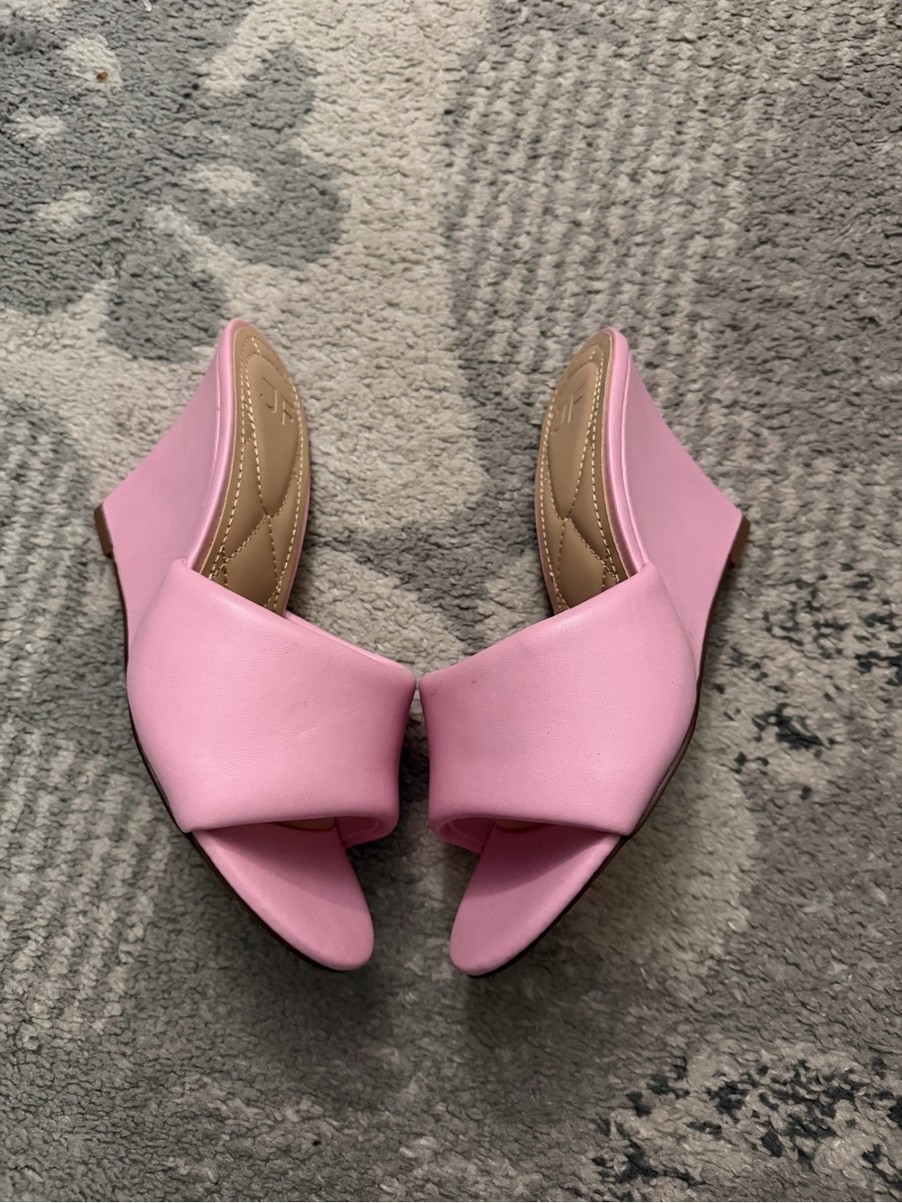 JustFab Pink Wedge Slide Sandals